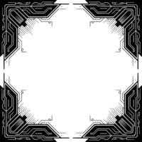 Tech Frame Futuristic Circuit Board Border With Space For Text vector