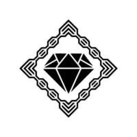 Minimalist Diamond With Geometric Border On White, Luxury vector