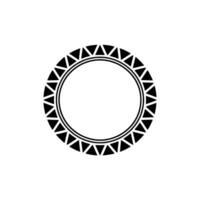 Geometric Circle Frame, Black Triangles On White, Decorative vector