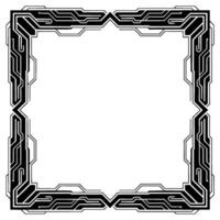 Tech Frame Black White Circuit Board Border With Blank Space vector