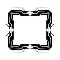 Futuristic Frame, Digital Abstract Geometric Border On White Background vector