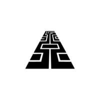 Abstract Maze Path Perspective, Black White, Problem Solving vector