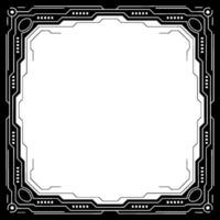 Futuristic Tech Frame Black And White Digital Interface Element vector