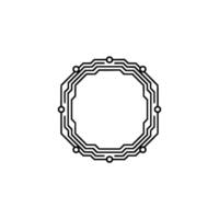 Minimalist Circuit Board With Octagon Frame Technology Concept vector