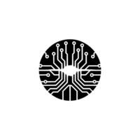 Modern Tech Abstract Circuit Board Circle With Light Burst vector