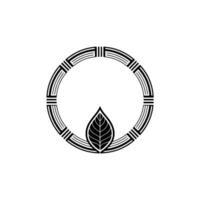 Geometric Leaf In A Circular Frame Minimalist vector