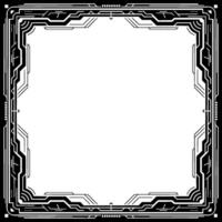 Futuristic Tech Frame, Black And White Border, Empty Center vector