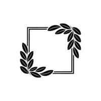 Elegant Minimalist Black Leaf Frame On Gray Background vector