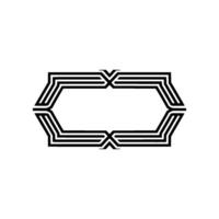 Geometric Frame, Black Lines On Gradiant White, Ornamental Element vector