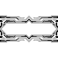 Modern Tech Frame Geometric Circuit Border On White, Minimalist vector