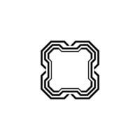 Geometric Tech Frame, Modern Black Line Art On Gradient Background vector
