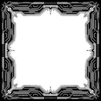 Tech Frame Circuit Board Border With Victorian Ornamentation vector