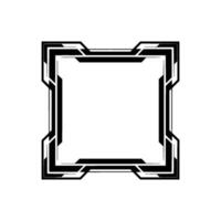 Geometric Tech Frame, Black And White, Abstract Border, Empty Center vector