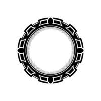 Ornamental Circular Frame Element Minimalist Badge, Black White vector