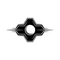 Geometric Emblem Black White Badge, Futuristic Element vector