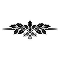 Festive Black And Red Holly Snowflake Element vector