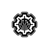 Tech Gear Black And White Circuit Board Cog vector