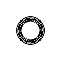 Techy Black White Circle, Futuristic Abstract vector