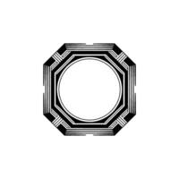 Art Deco Octagon With Circle Geometric Frame, Minimalist vector