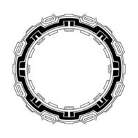Futuristic Tech Circle, Geometric Black White Frame, Abstract Border vector