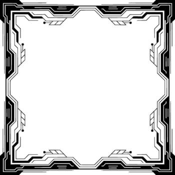Futuristic Tech Frame Minimalist Circuitry Border On White Background vector