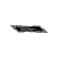 Tech Circuit Element, Minimalist Black And White Style, Illustration vector