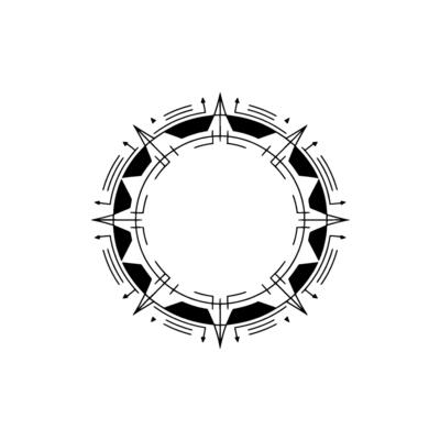 Geometric Compass Rose Minimalist Black And White