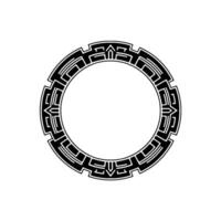 Geometric Circular Frame, Decorative Border Element, Black White, Minimalist vector