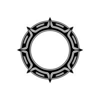 Modern Geometric Circle Frame, Decorative Badge Element, Black Silver vector