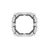 Abstract Tech Circuitry Frame On White, Minimalist Digital vector