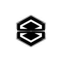 Abstract Hexagon In Reflection, Tech, Monochromatic, Clean Aesthetic vector