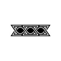 Geometric Interlocking Ornament, Black White, Minimalist vector