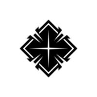 Abstract Black Geometric Starburst On White Background vector