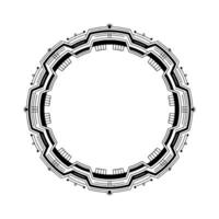 Tech Circle Frame, Modern Digital Interface, Black White, Abstract vector