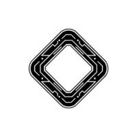 Geometric Tech Black White Square Frame, Minimalist Tech vector