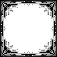 Geometric Tech Frame Futuristic Border In Monochrome vector