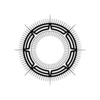 Abstract Geometric Sunburst In Black And White vector