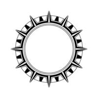 Geometric Sunburst Circle Frame, Black And White vector