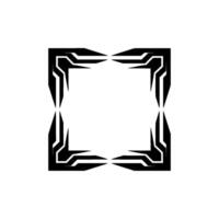 Geometric Futuristic Border Frame, Black And White vector