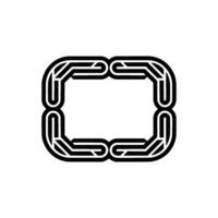 Retro Geometric Frame, Black Lines On White, Modern vector