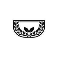 Minimalist Laurel Wreath, Botanical Emblem, Black White vector