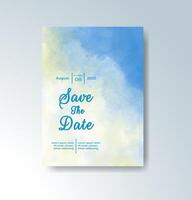 Modern boho wedding invite with abstract watercolor vibes. vector