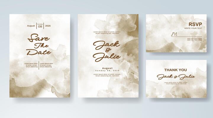 Watercolor-drenched wedding invite with modern abstract style.