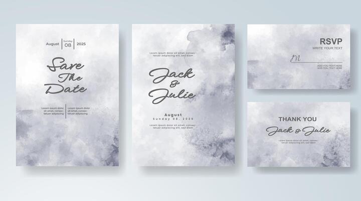Abstract splash watercolor design for modern wedding stationery.