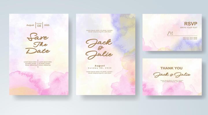Artistic wedding card with abstract brush tones.