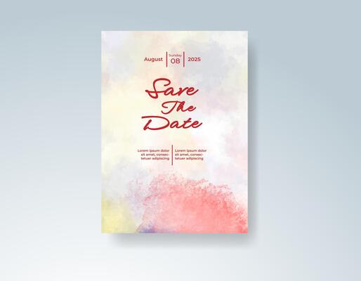 Wedding card with abstract soft brush art.