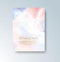 Cloud-like watercolor background on romantic card vector