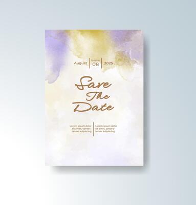Rustic-style wedding invitation with watercolor wash