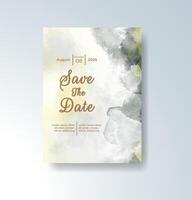 Modern abstract wedding invite with paint elements vector