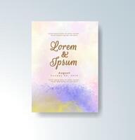 Romantic invite with abstract pastel watercolor background vector